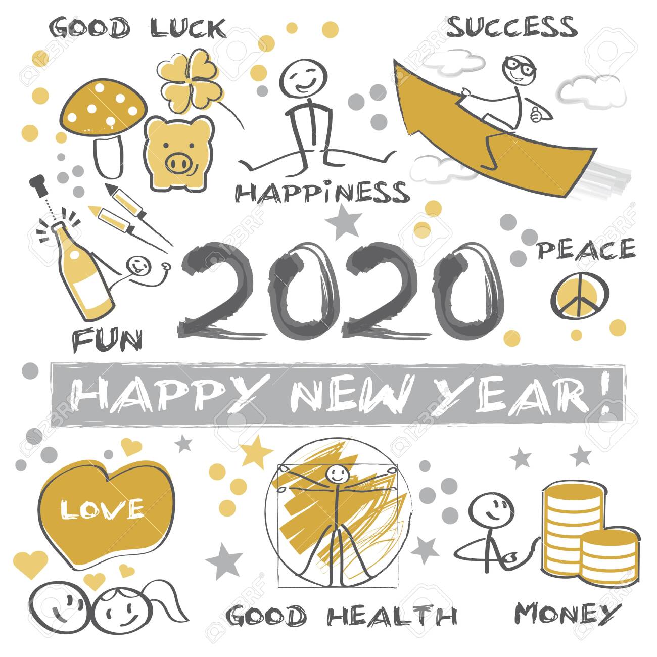 Detail Happy New Year 2020 Illustration Nomer 53