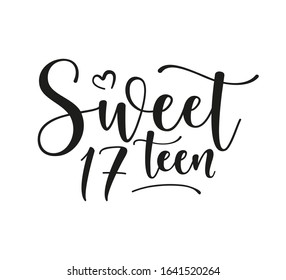 Happy Sweet Seventeen Lettering - KibrisPDR