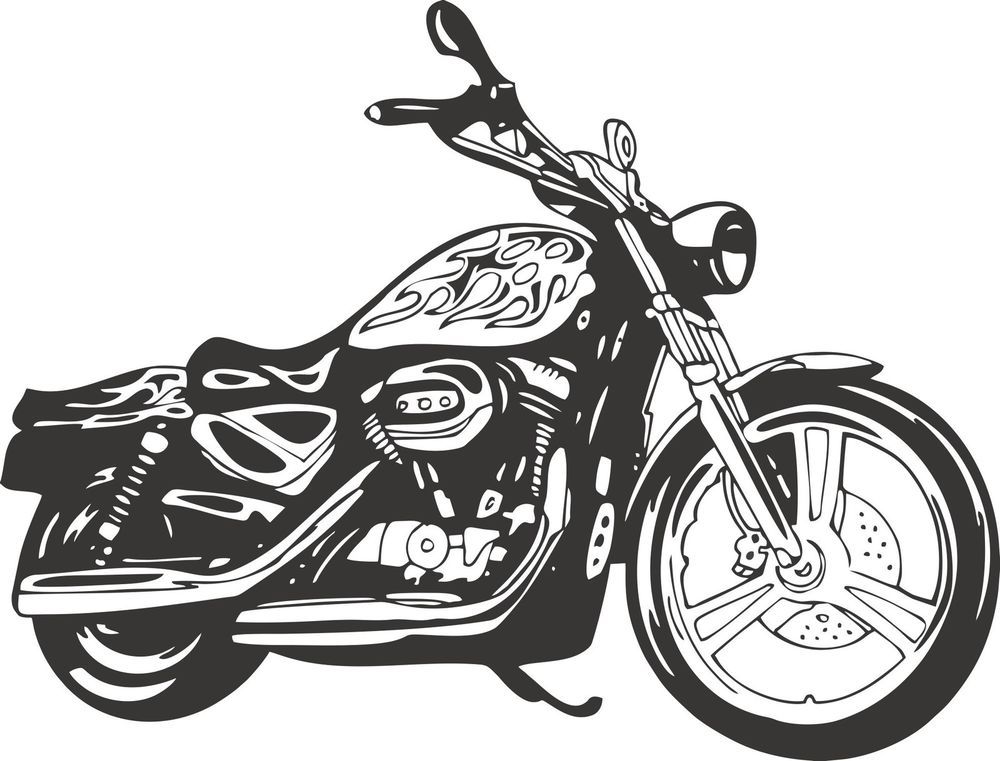 Detail Harley Davidson Motorcycle Clipart Black And White Nomer 9