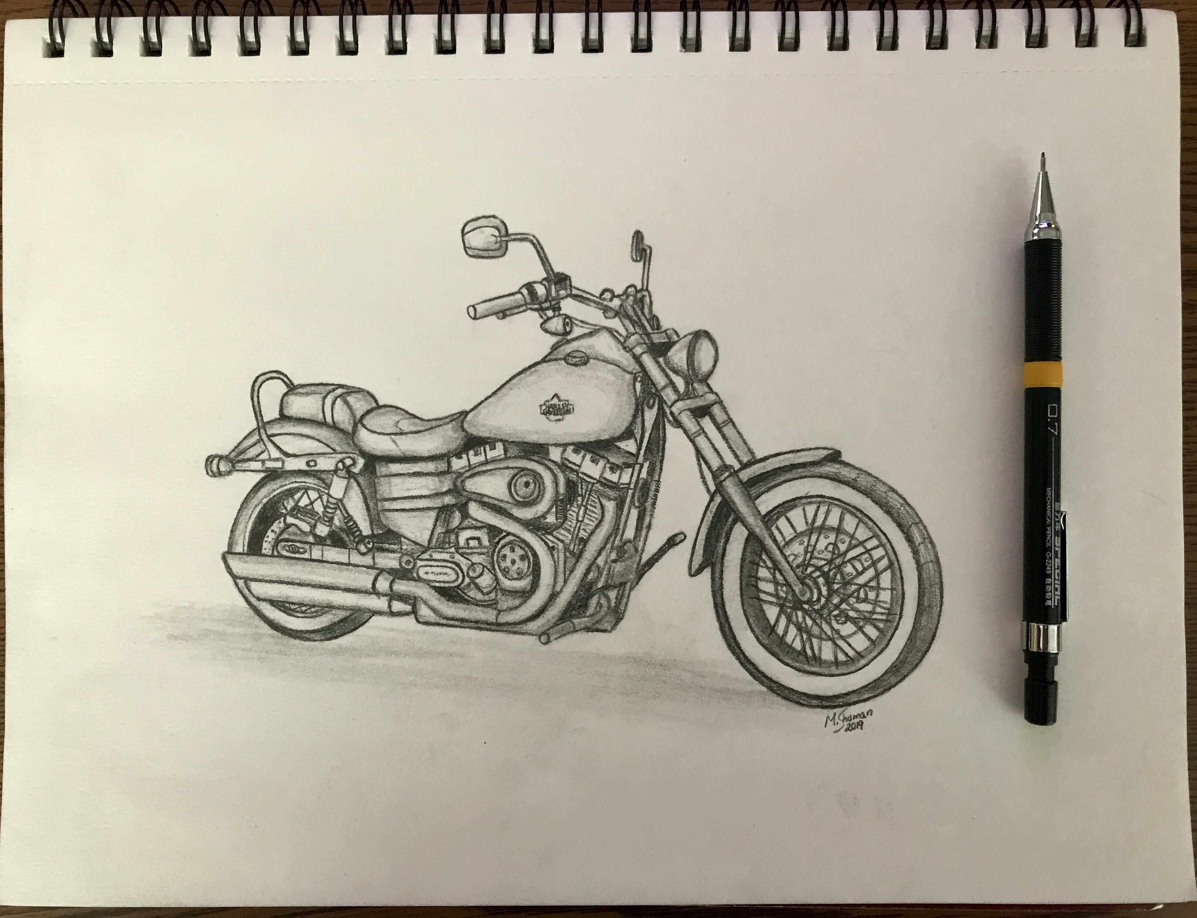 Detail Harley Davidson Pencil Drawings Nomer 14