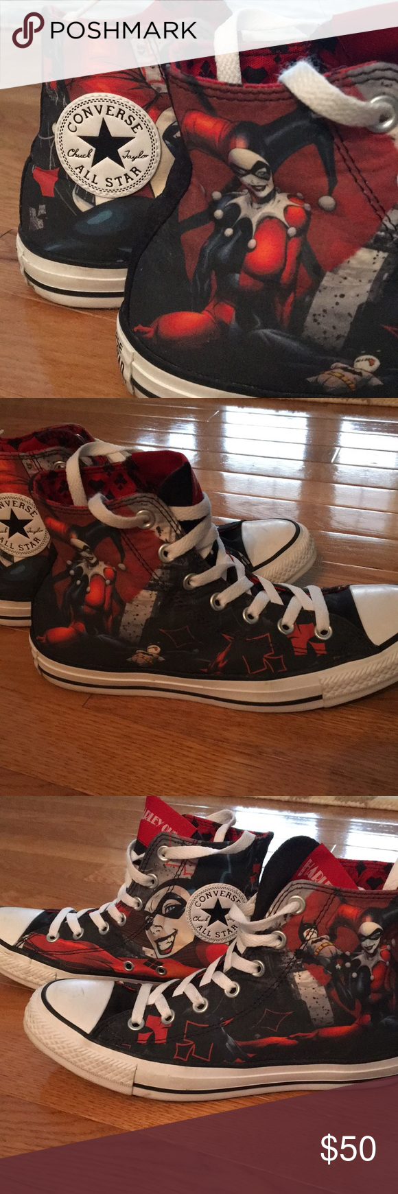 Detail Harley Quinn Converse Shoes Nomer 55