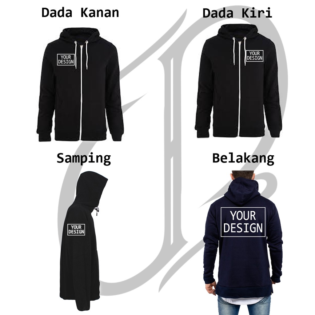 Detail Desain Jaket Hoodie Polos Depan Belakang Nomer 34