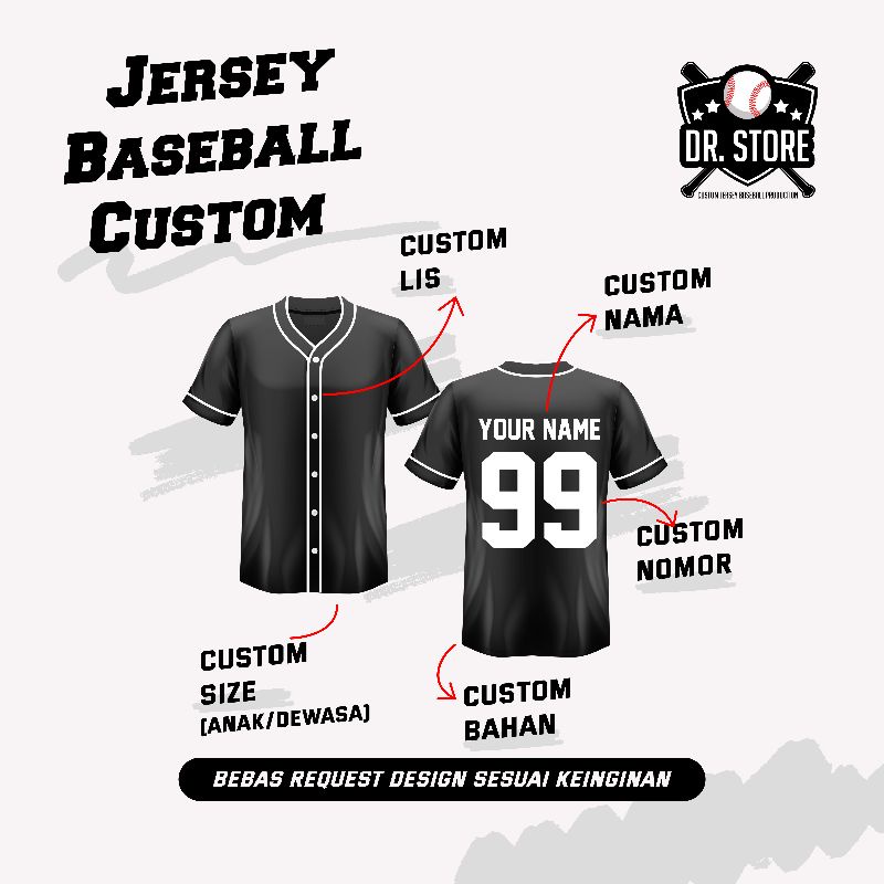 Detail Desain Jersey Baseball Nomer 7