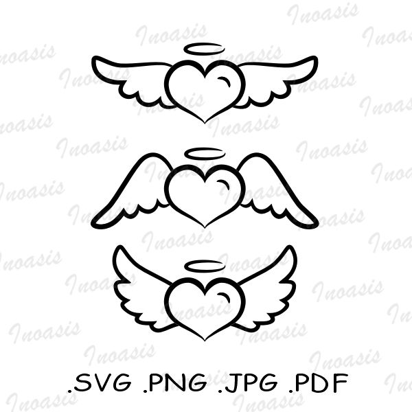 Detail Heart With Angel Wings Clipart Nomer 30