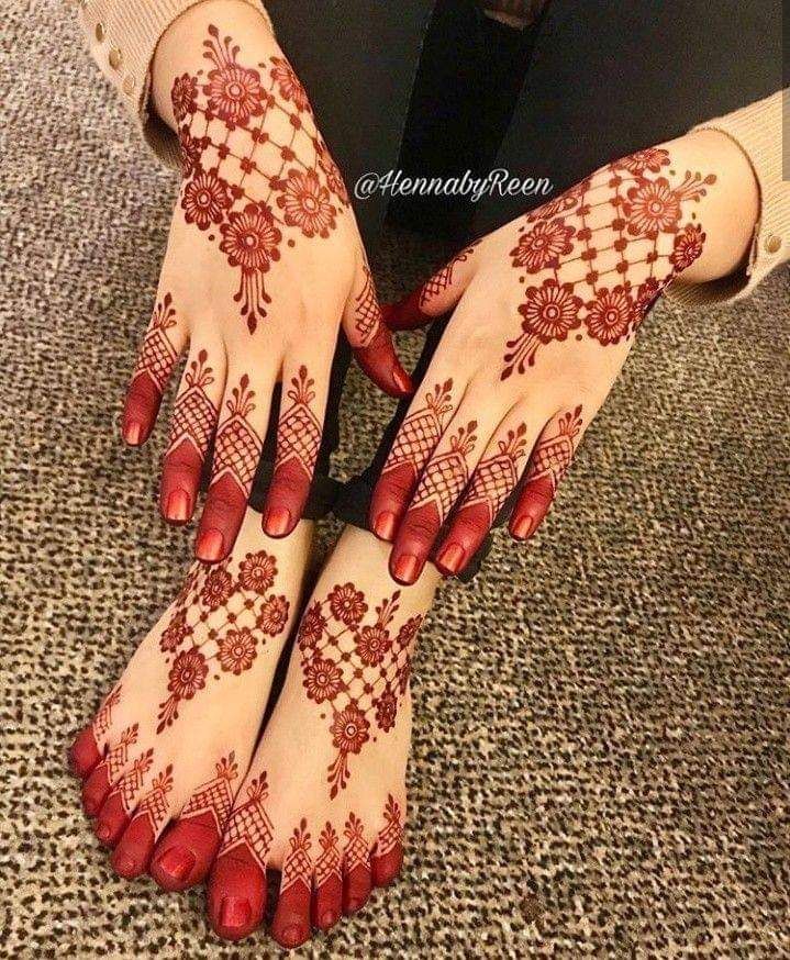 Detail Henna Tangan Dan Kaki Pengantin Simple Nomer 19