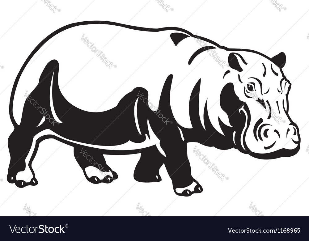 Detail Hippo Clipart Black And White Nomer 14