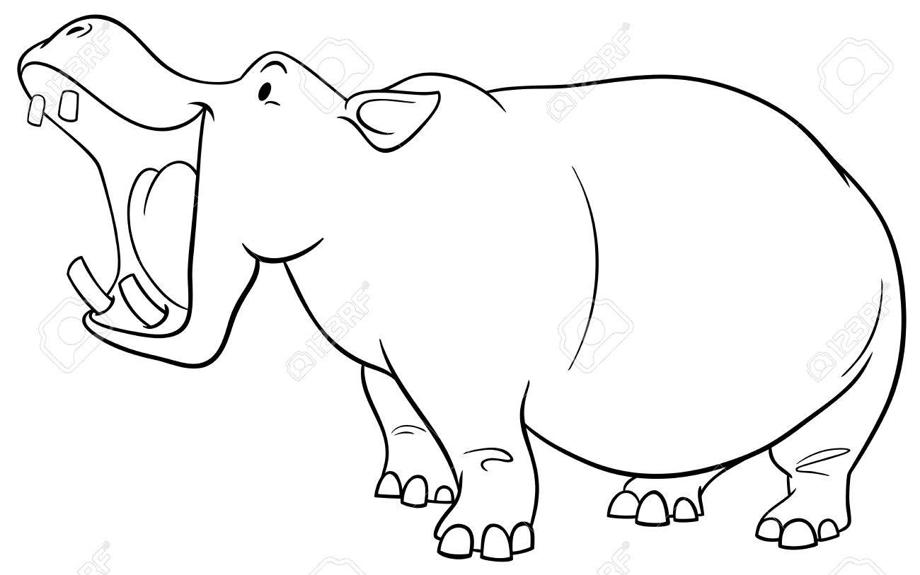 Detail Hippo Clipart Black And White Nomer 21