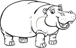 Detail Hippo Clipart Black And White Nomer 3