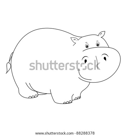 Detail Hippo Clipart Black And White Nomer 26