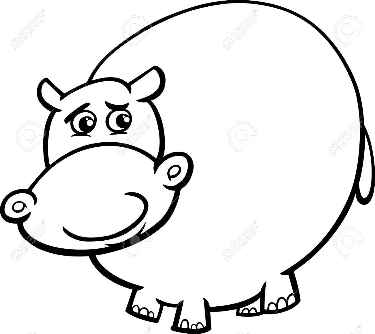 Detail Hippo Clipart Black And White Nomer 28