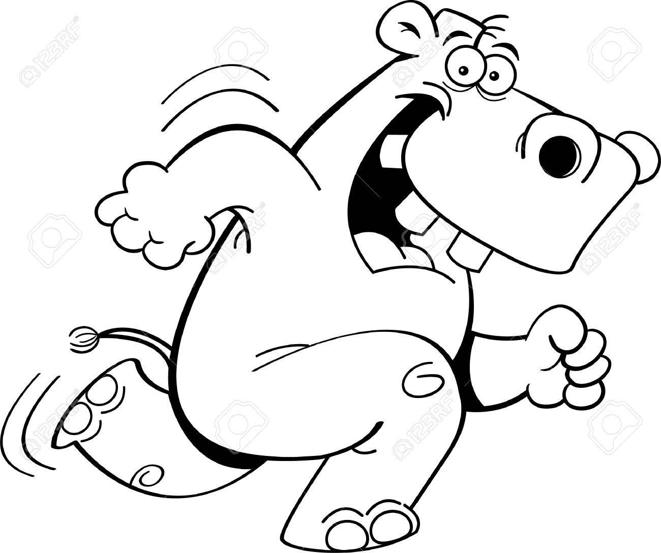 Detail Hippo Clipart Black And White Nomer 35