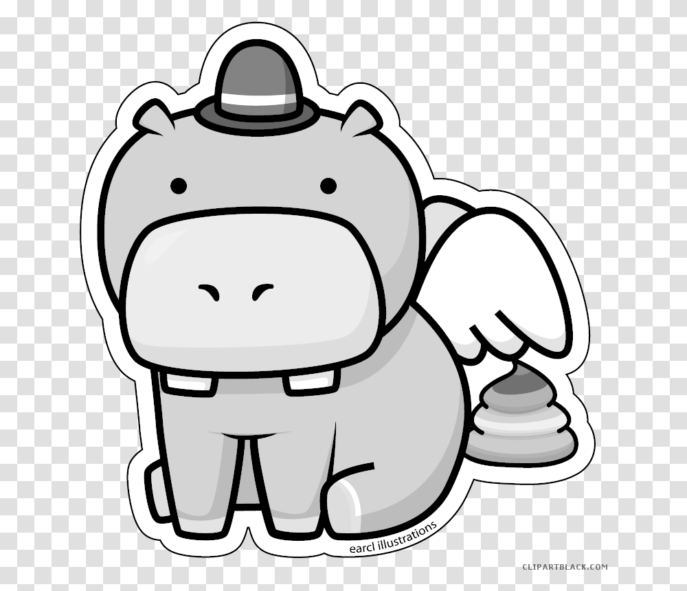 Detail Hippo Clipart Black And White Nomer 43