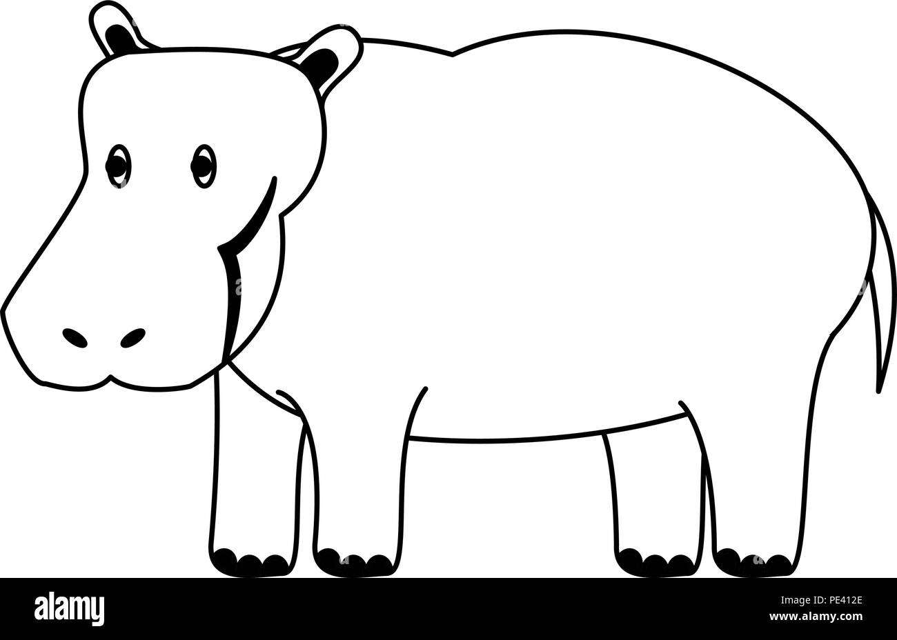 Detail Hippo Clipart Black And White Nomer 46