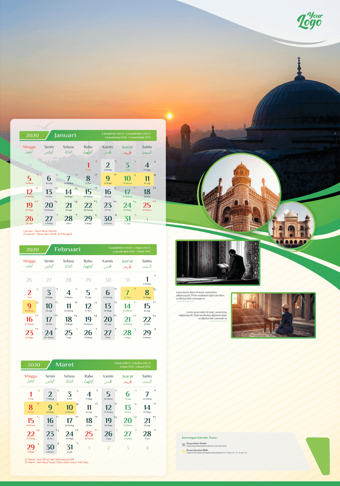Detail Desain Kalender Islami Nomer 2