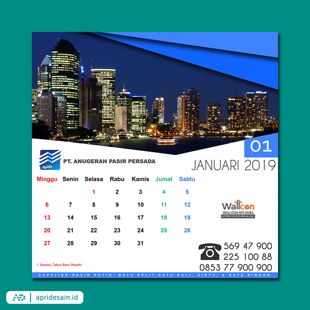 Detail Desain Kalender Meja 2019 Nomer 43