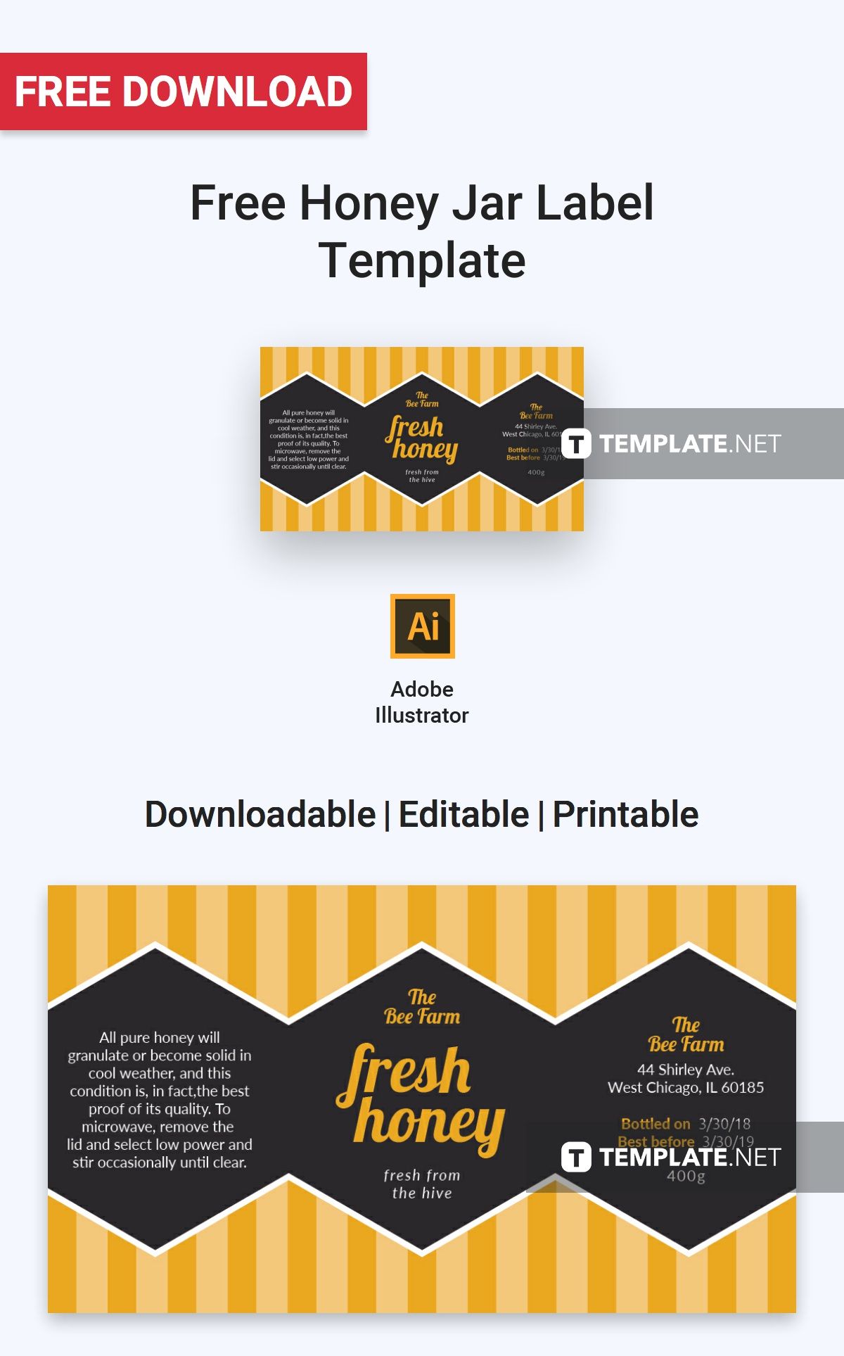 Detail Honey Jar Labels Template Nomer 2