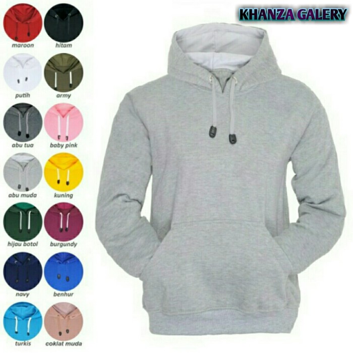 Detail Hoodie Abu Abu Polos Depan Belakang Nomer 36