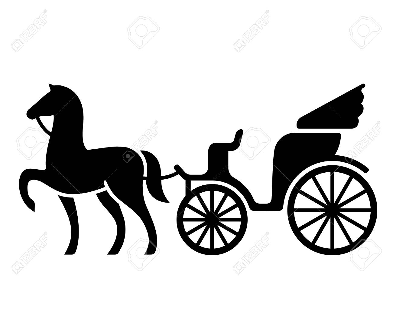 Detail Horse Drawn Carriage Silhouette Nomer 2