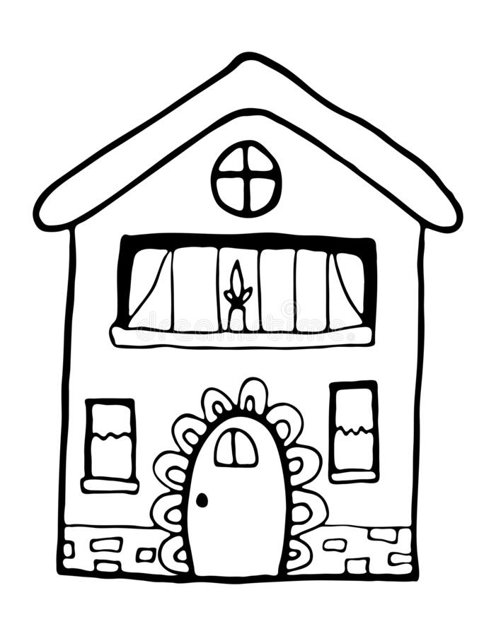 Detail House Cartoon Black And White Nomer 19