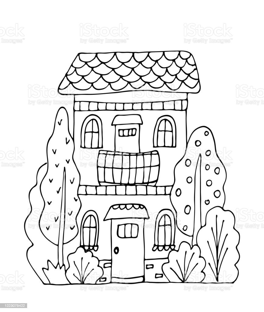 Detail House Cartoon Black And White Nomer 51