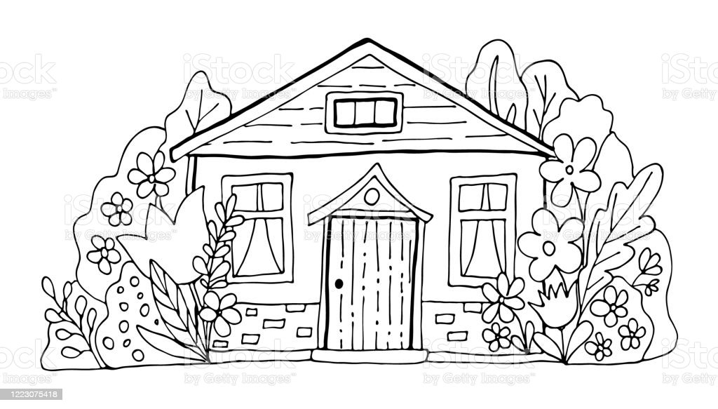 Detail House Cartoon Black And White Nomer 6