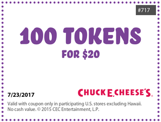 Detail How Much Is 100 Tokens At Chuck E Cheese Nomer 2