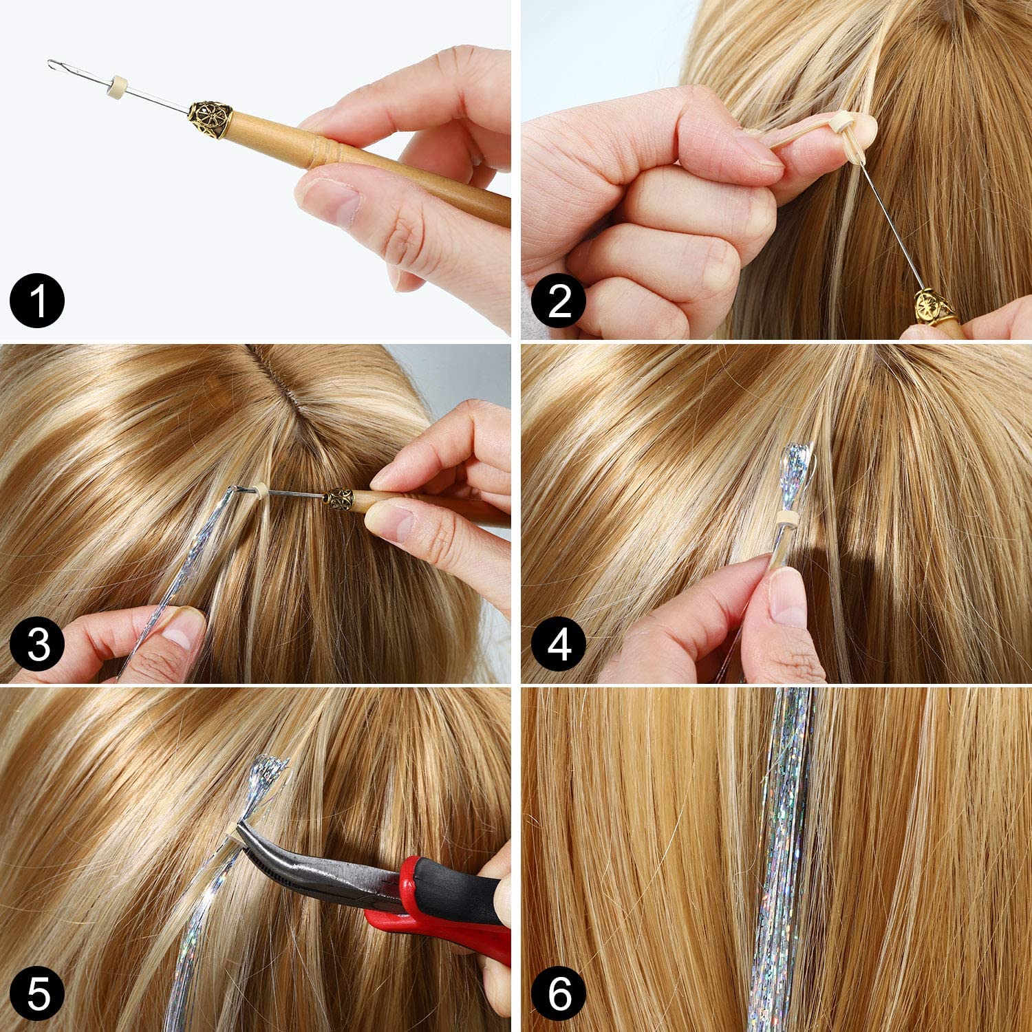 Detail How To Apply Hair Tinsel With Tool Nomer 11