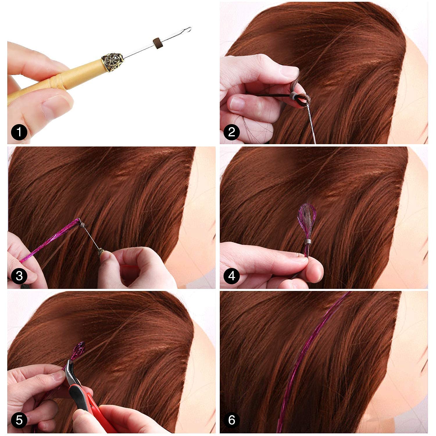 Detail How To Apply Hair Tinsel With Tool Nomer 13