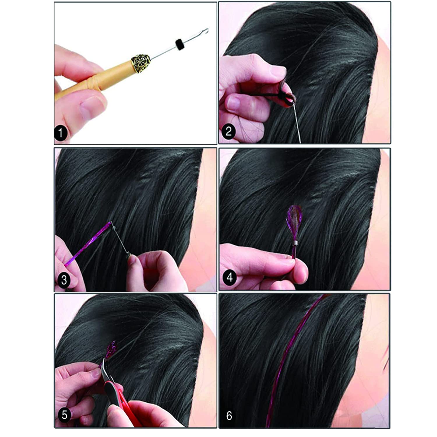 Detail How To Apply Hair Tinsel With Tool Nomer 53