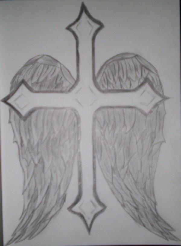 Detail How To Draw A Cross With Angel Wings Nomer 14
