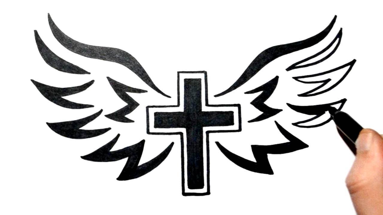 Detail How To Draw A Cross With Angel Wings Nomer 4