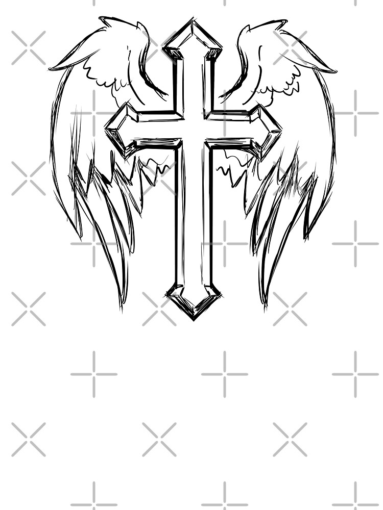 Detail How To Draw A Cross With Angel Wings Nomer 34