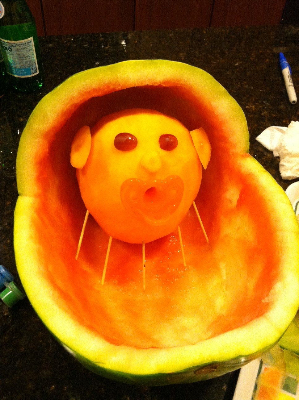 Detail How To Make A Watermelon Baby Carriage With Baby Inside Nomer 28