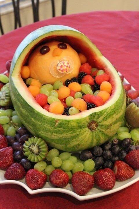 Detail How To Make A Watermelon Baby Carriage With Baby Inside Nomer 5
