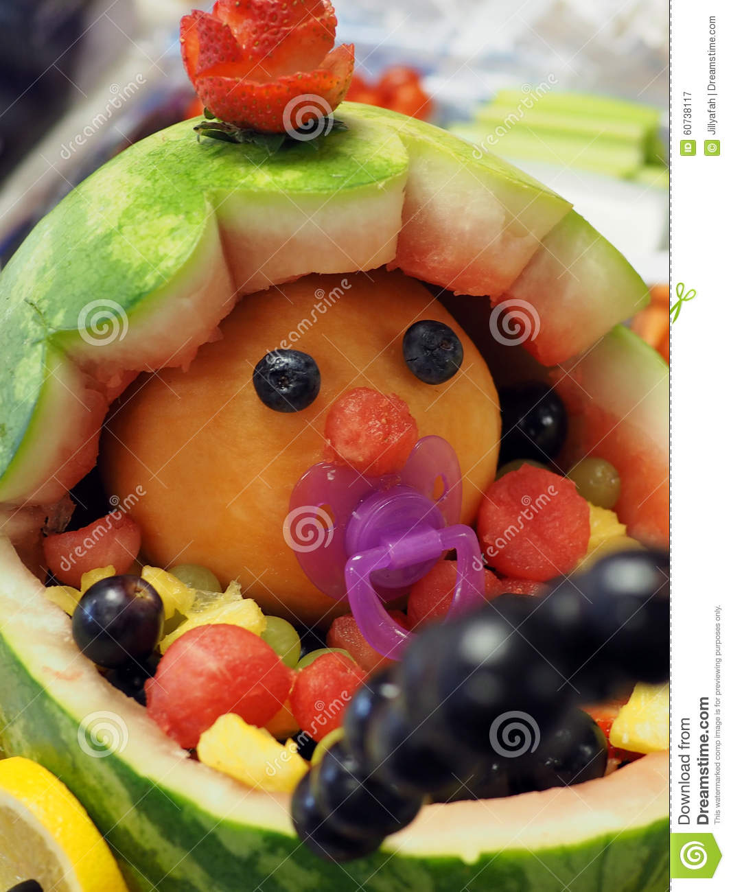 Detail How To Make A Watermelon Baby Carriage With Baby Inside Nomer 40