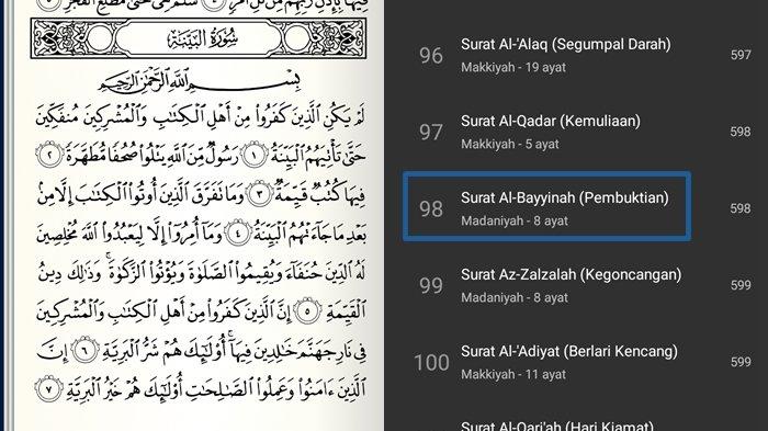 Detail Hukum Bacaan Surat Al Bayyinah Nomer 30