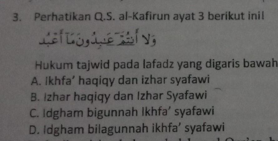 Detail Hukum Bacaan Surat Al Kafirun Ayat 3 Nomer 11