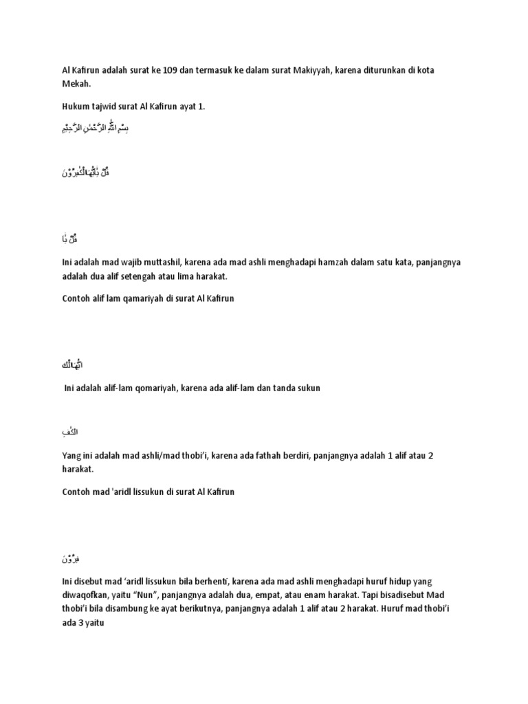 Detail Hukum Tajwid Surat Al Kafirun Nomer 30