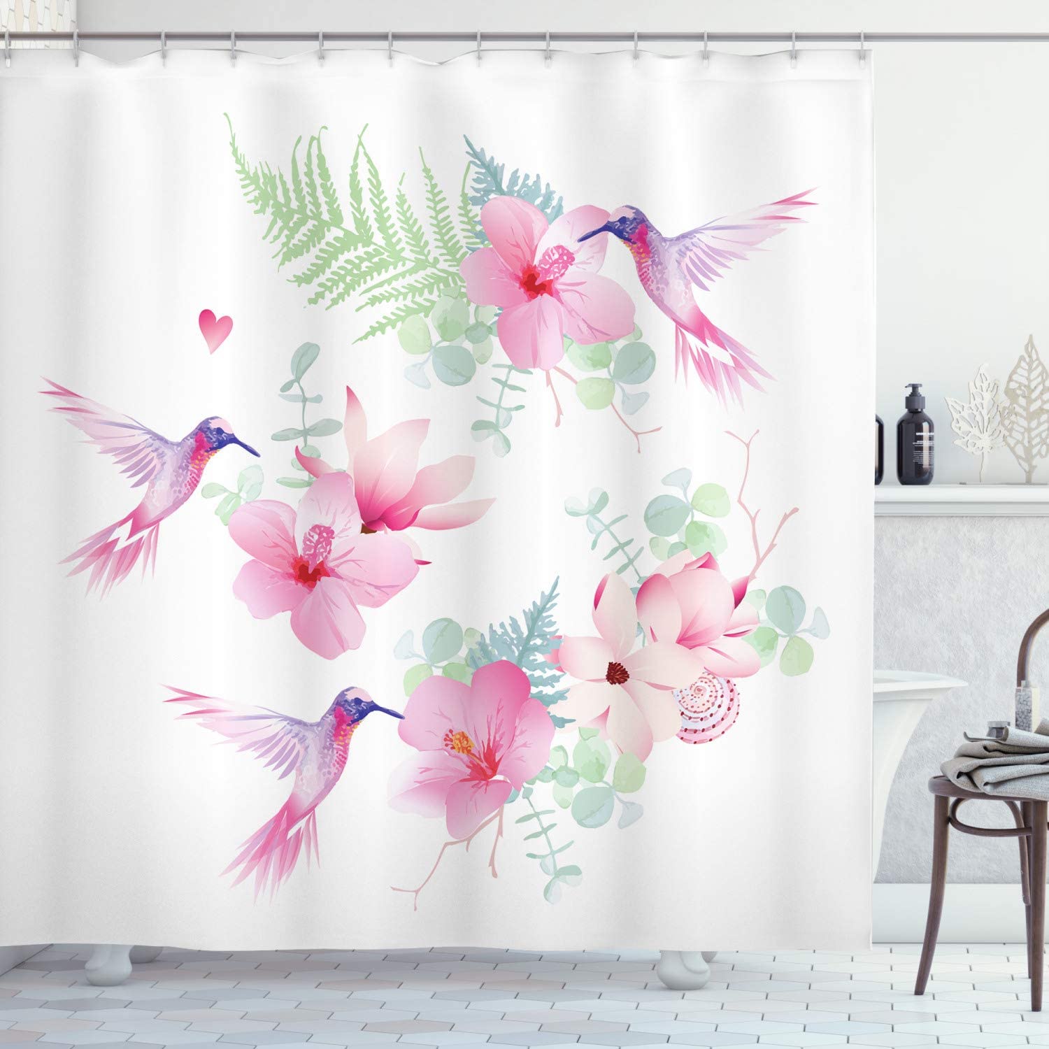 Detail Hummingbird Shower Curtain Set Nomer 2