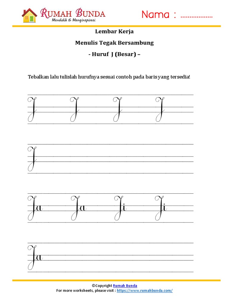 Detail Huruf J Besar Tegak Bersambung Nomer 7