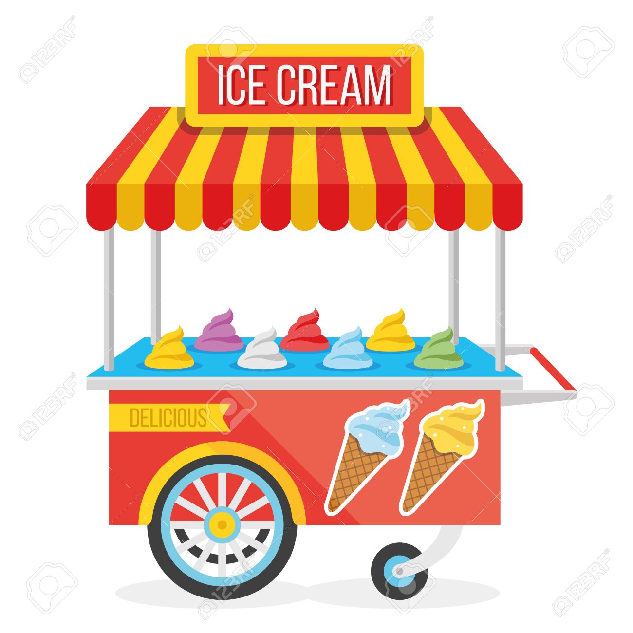 Detail Ice Cream Cart Clipart Nomer 2