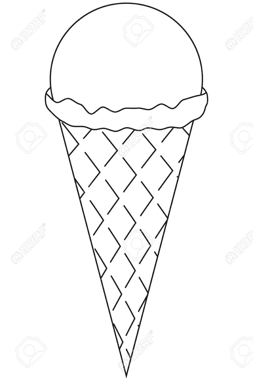 Detail Ice Cream Cone Black And White Clipart Nomer 6