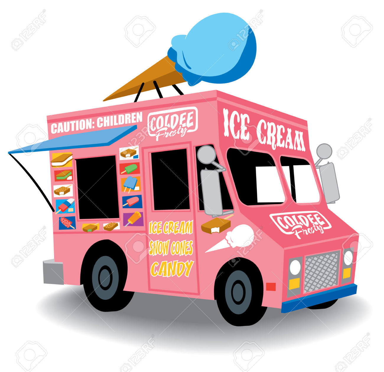 Detail Icecream Truck Clipart Nomer 20