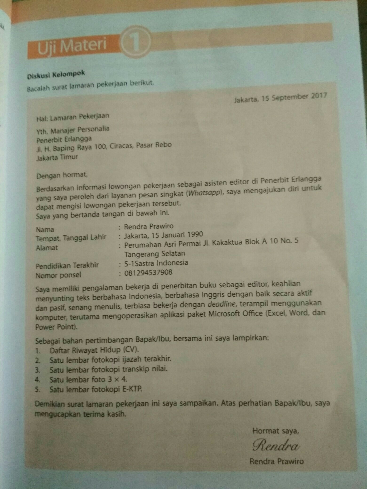 Detail Identifikasi Surat Lamaran Pekerjaan Nomer 2