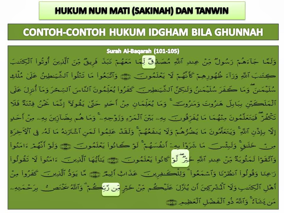 Detail Idgham Bilaghunnah Dalam Surat Al Baqarah Nomer 42