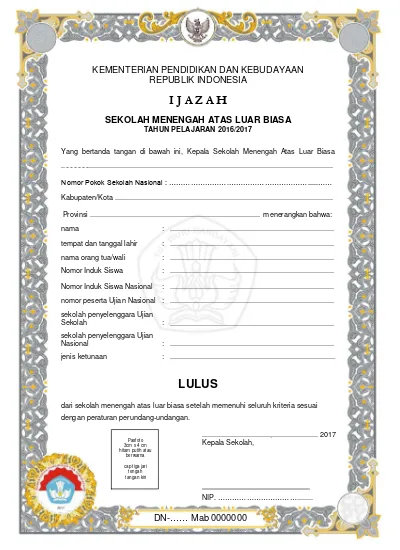 Detail Ijazah Paket C Kosong Nomer 3