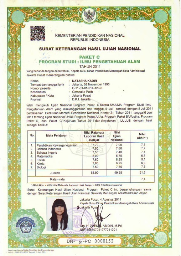 Detail Ijazah Paket C Kosong Nomer 23