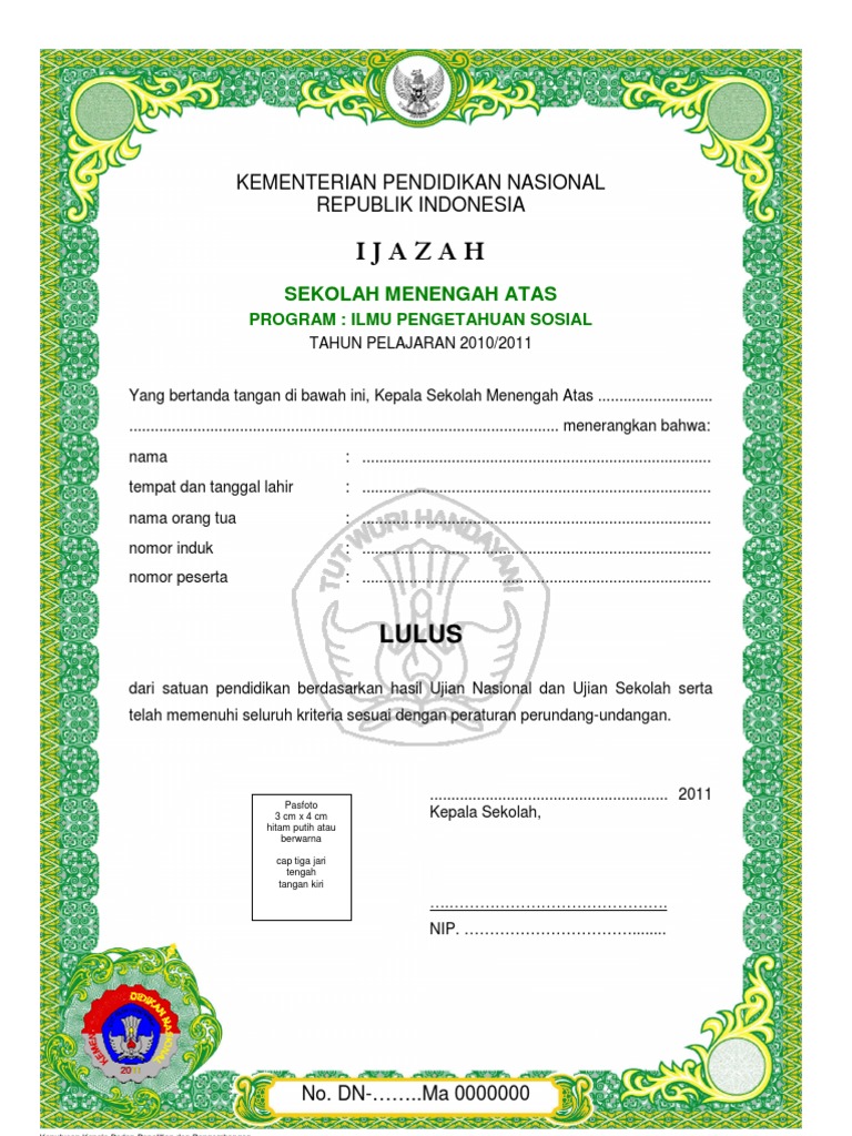 Detail Ijazah Sma Kosong Pdf Nomer 13