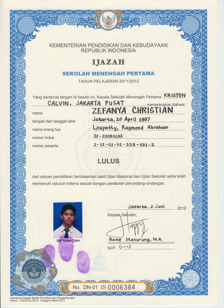 Detail Ijazah Smp Nomer 3