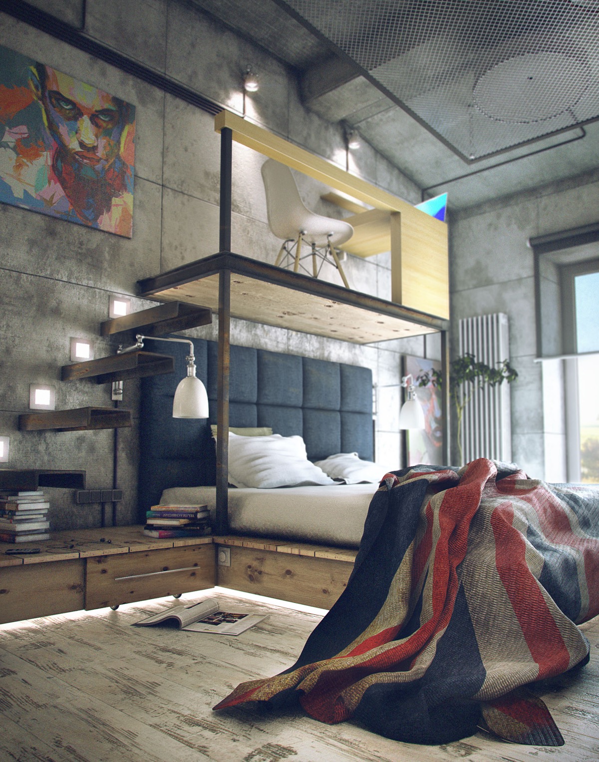 Detail Desain Kamar Tidur Industrial Nomer 11